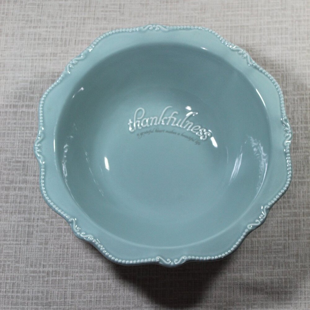 Blessings Unlimited 13” Large Blue "Thankfulness" Bowl